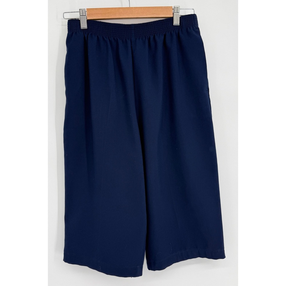 Alia Womens Navy Blue Elastic Waist Pull On Wide Leg Shorts Sz 12